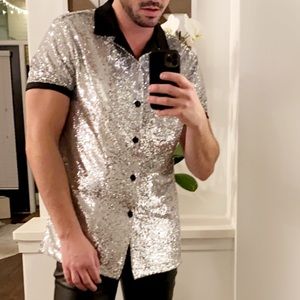 Silver Sequin Going Out Shirt